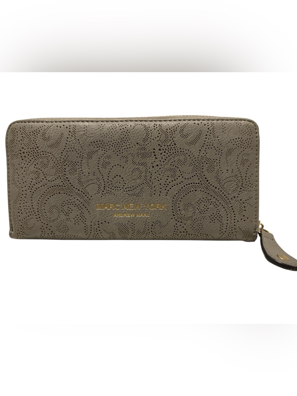 Marc New York  Perforated Paisley-Pattern Leather Zip Around Continental Wallet